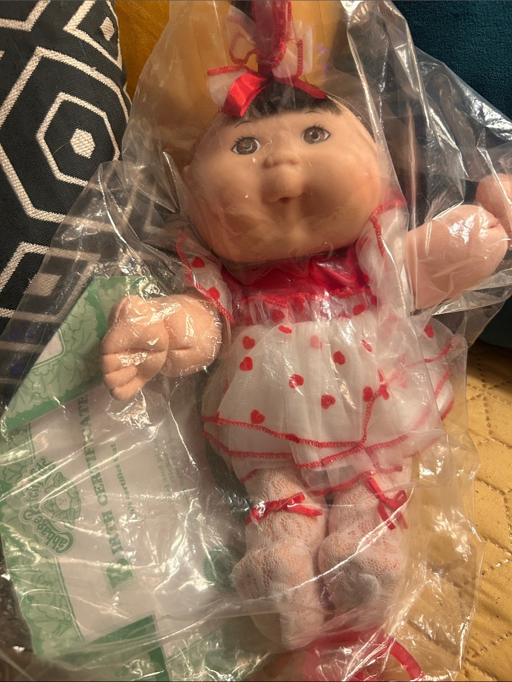 1996 Cabbage Patch Doll for Avon Valentine in White Dress with Red Heart Details